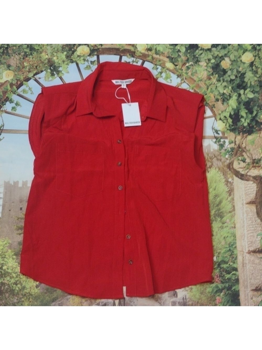 WALTER Baker Donatella sleeveless padded shoulder top size large
